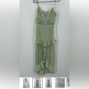 For Love & Lemons Lovebird Green Midi Dress NWT